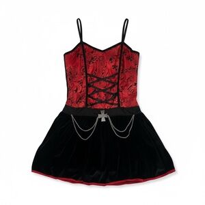 TARGET Women’s Halloween Vampire Mistress Red & Black Corset Dress Size Small